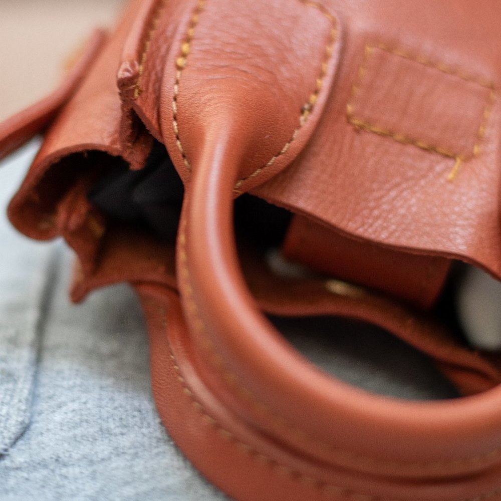 Zara Brown Mini Leather Tote Bag